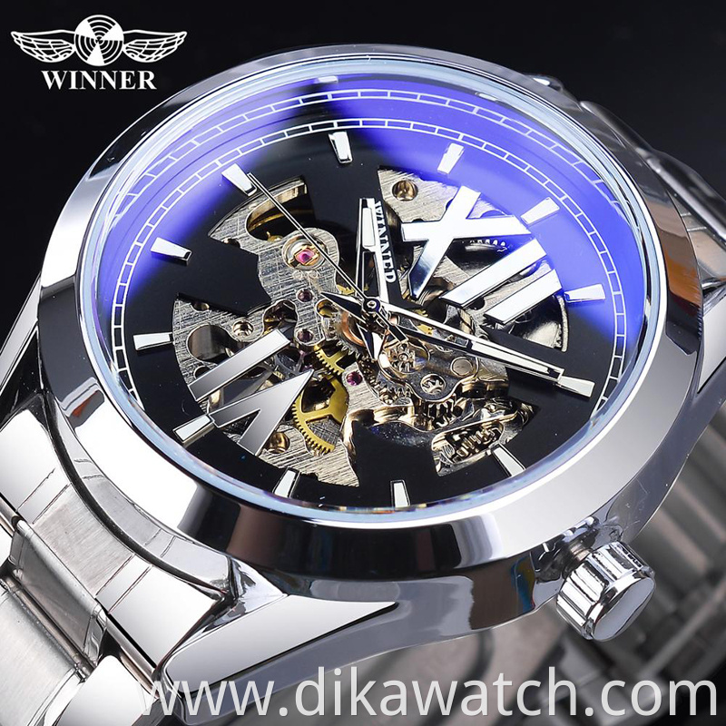 New winner mechanical watch fashion hollow waterproof watches automatic men relogio masculino GMT1192